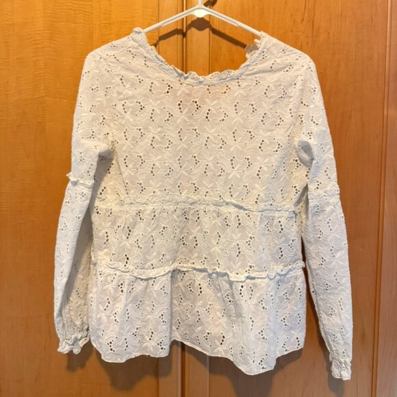 Sezane White Cotton Embroidered Blouse - Picture 1 of 3